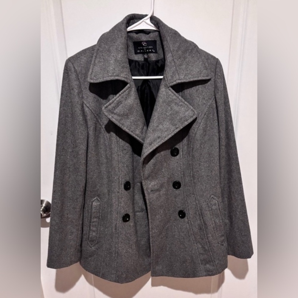 Collection B Gray Wool Pea Coat - Picture 1 of 6